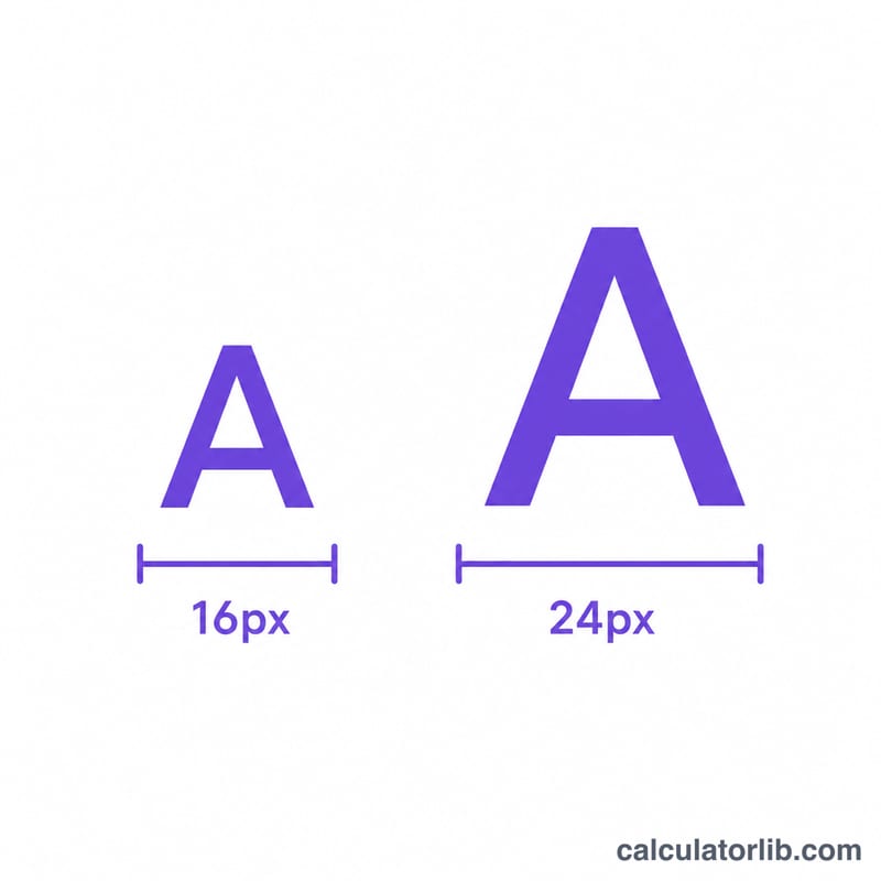 Comparison of two text sizes scaling with a 16 pixel base font