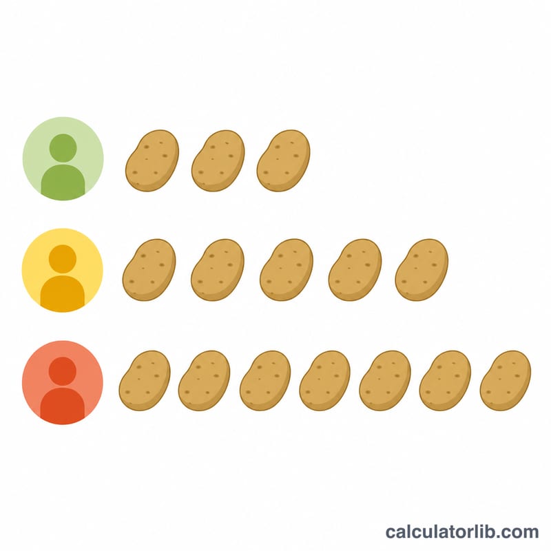 Comparaison des portions de purée légère, standard et copieuse par personne