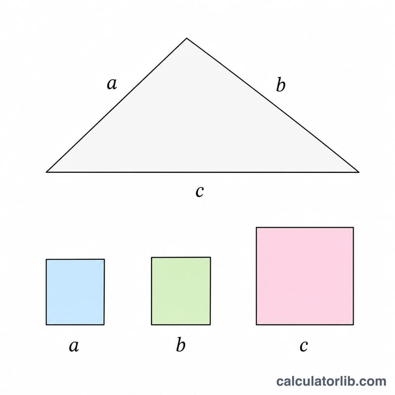 Triangle with sides a, b, c and the comparison of c squared to a squared plus b squared
