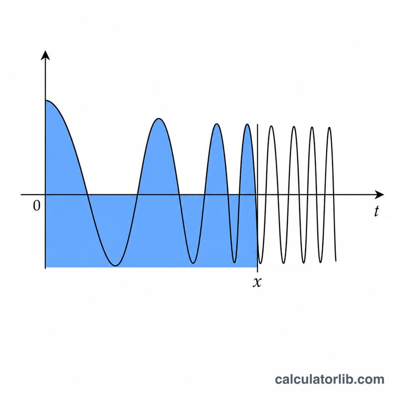 Área sombreada bajo cos(πt²/2) de 0 a x