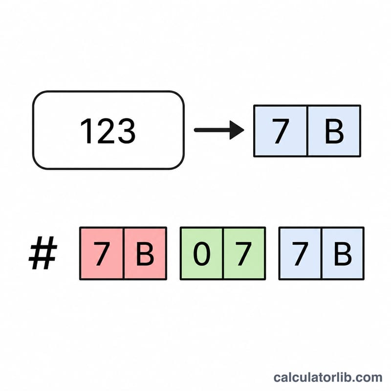 One decimal channel value converted into a two-digit hexadecimal pair