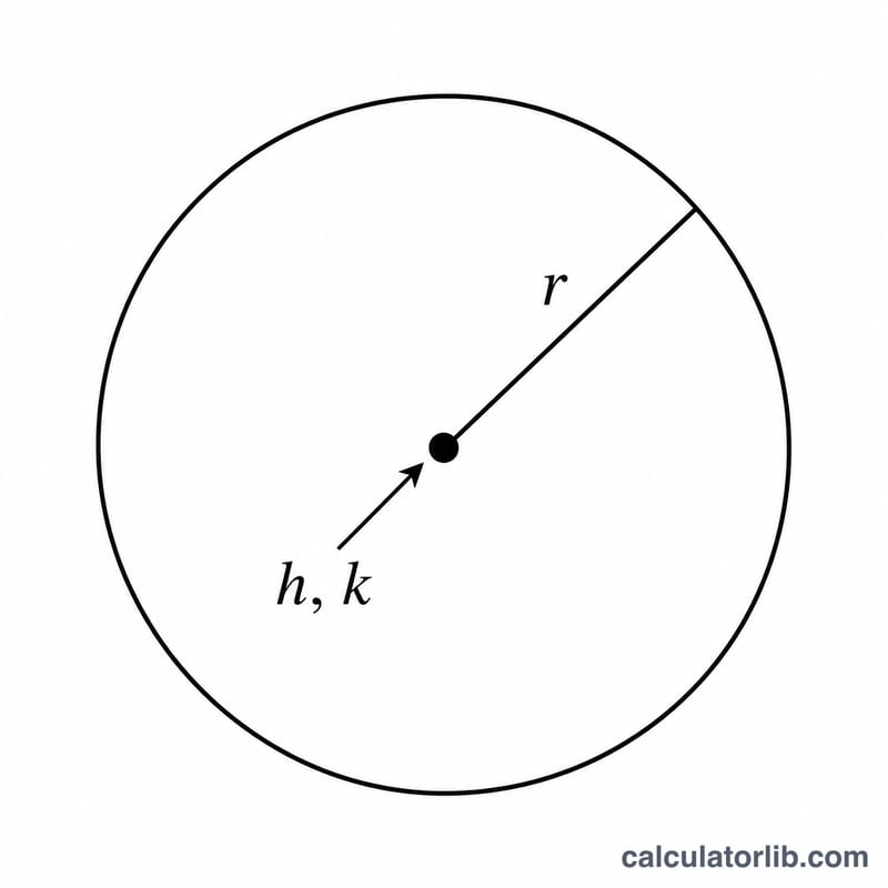 Labeled parts of the circle standard equation