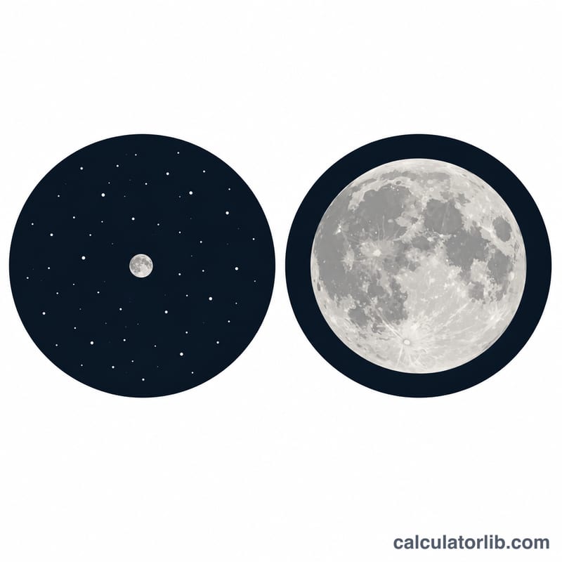 Comparison of low and high magnification telescope views