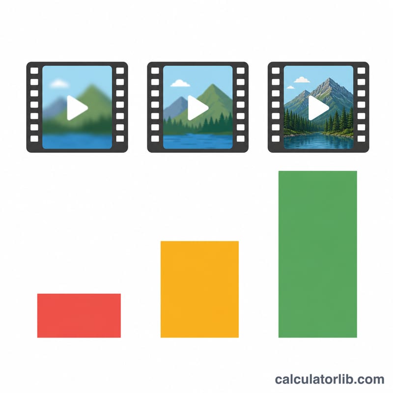 Comparison of low, standard, and HD video quality streams with increasing bandwidth bars