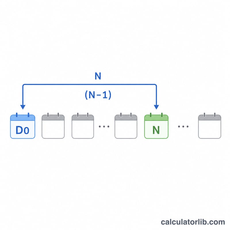 誕生日からN引く1の差で日数を数える図