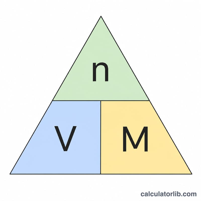 Volume triangle showing the relationship between n, M and V