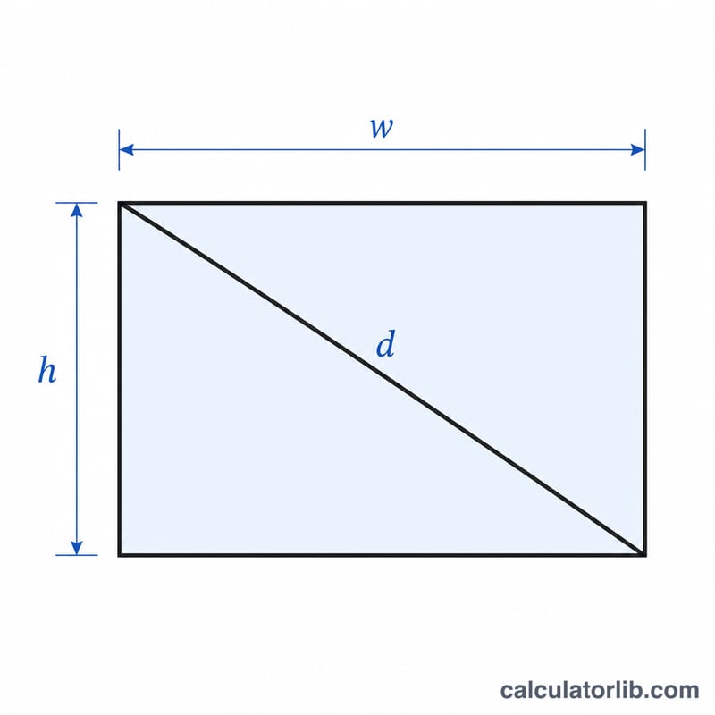Rectangle screen with width and height in pixels labeled and a diagonal line labeled in inches