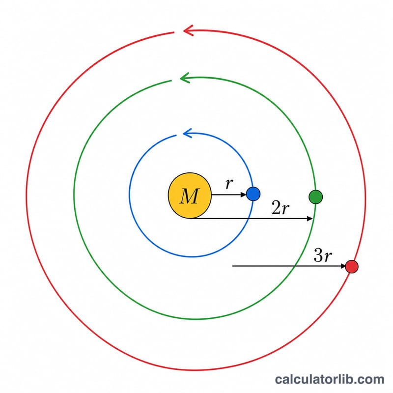 Diagram showing period increasing with the cube of orbital distance