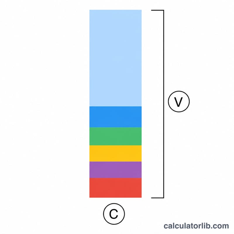 Stacked bar diagram showing how component volumes plus water sum to total reaction volume