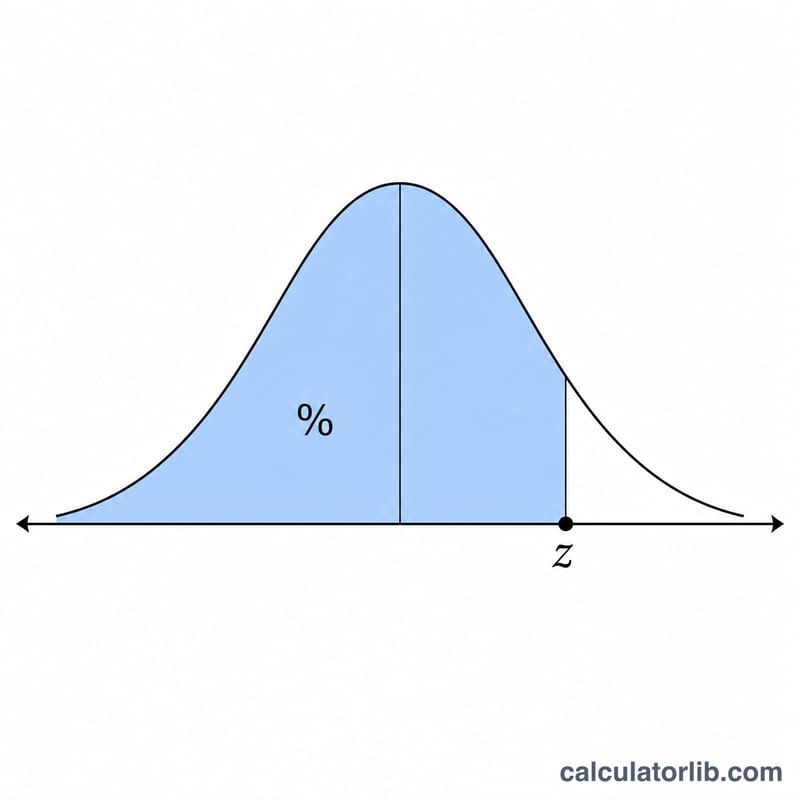 Normal distribution bell curve showing z-score and shaded percentile area