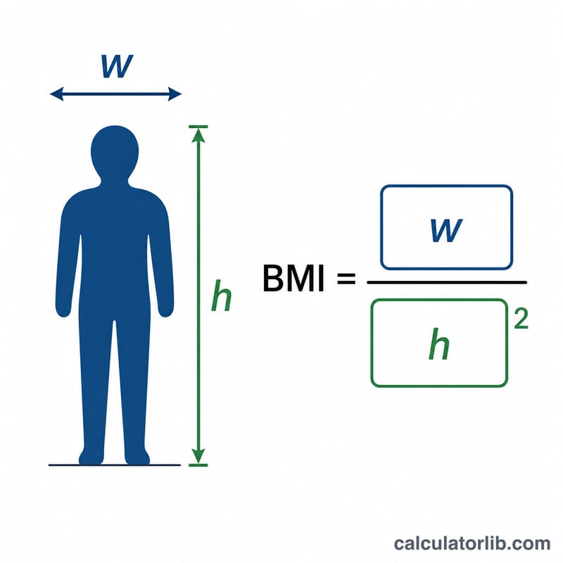BMI equals weight divided by height squared diagram