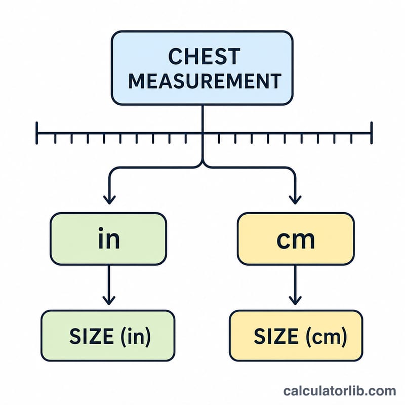 Chart mapping chest measurement to US and EU jacket sizes