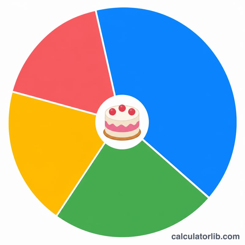 Pie chart of cake price split into four cost components with a cake icon