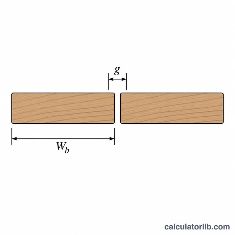 Cross-section of two adjacent decking boards showing board width and gap