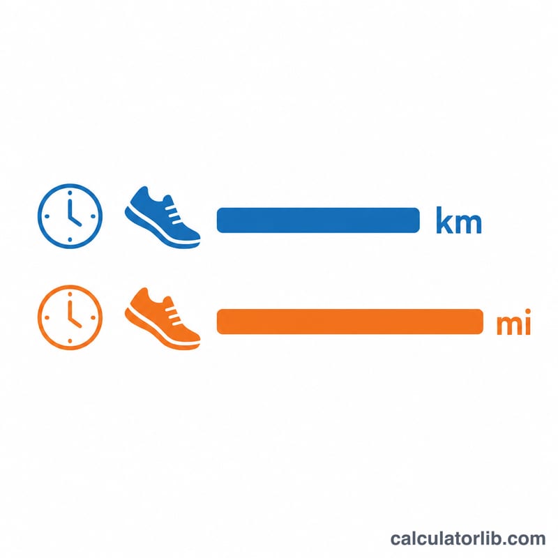 Bar comparison of pace per kilometer versus pace per mile for the same 5K run