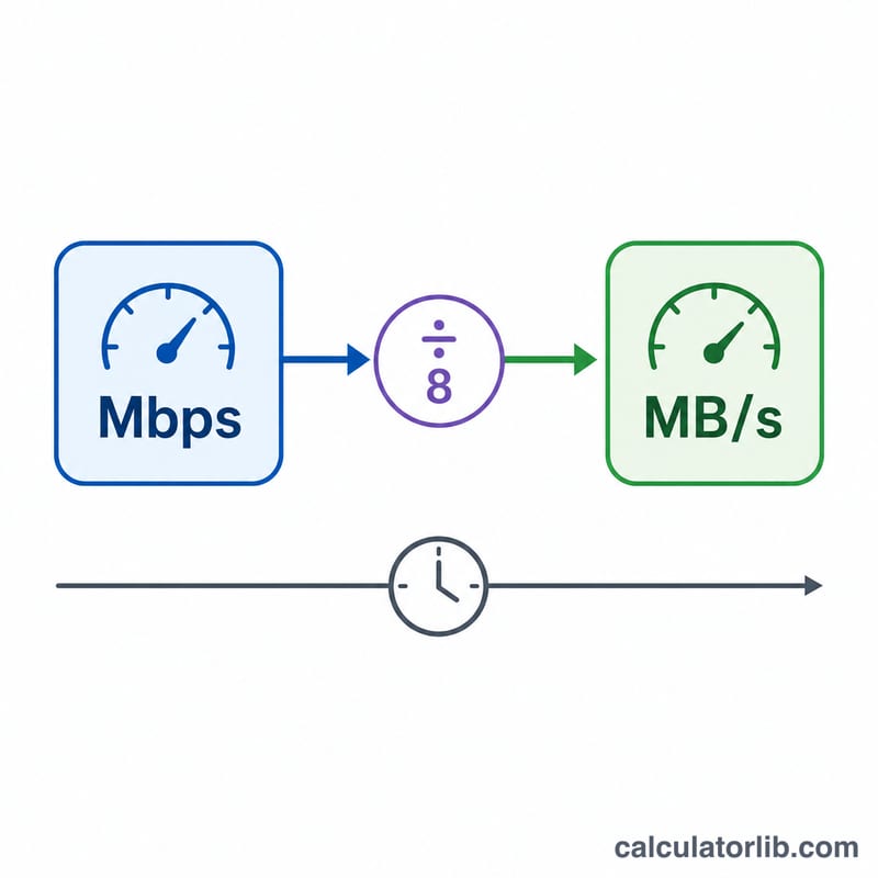 Conversion flow from megabits per second to megabytes per second