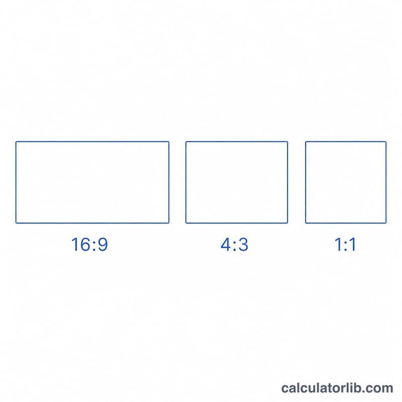 Three rectangles showing 16:9, 4:3 and 1:1 aspect ratios