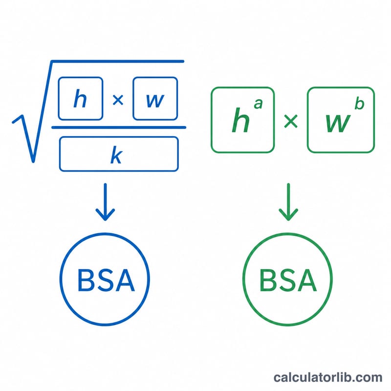 Two formula blocks for Mosteller and DuBois both producing BSA