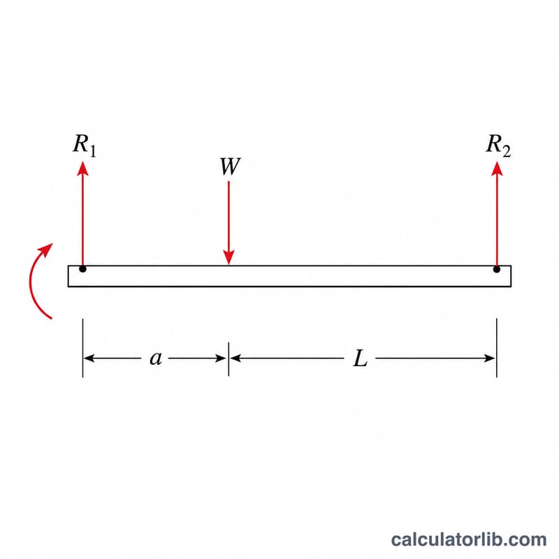 Free body diagram showing moment balance about the left support