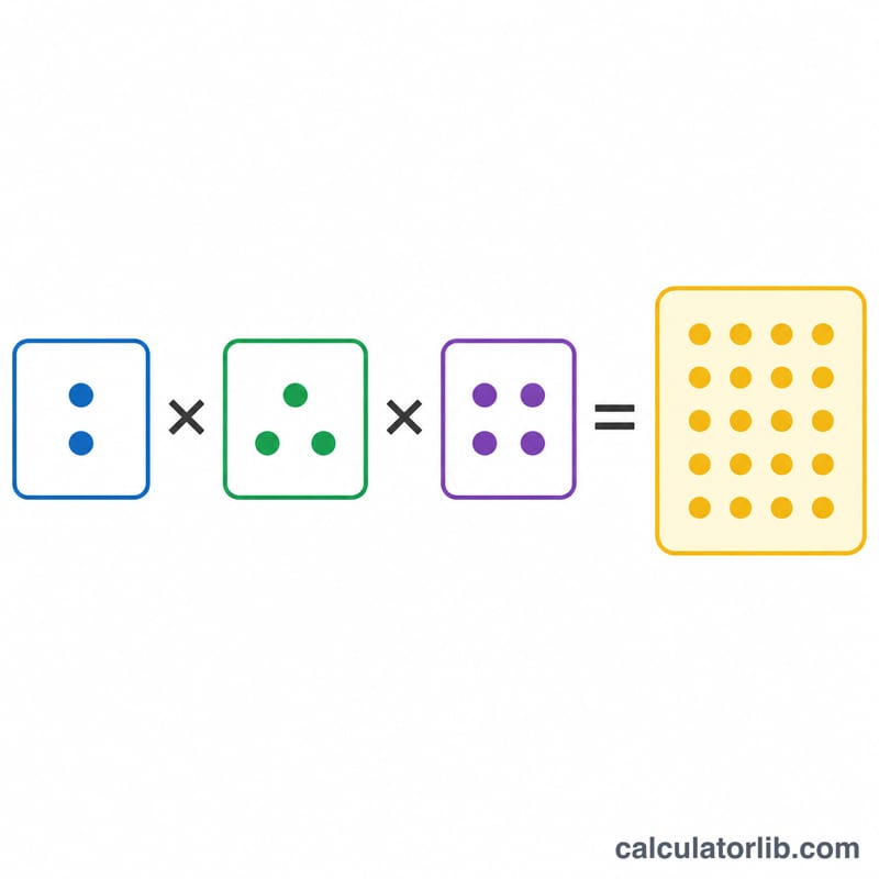 選択の各段階を表す掛け算記号付きの3つの連続した箱