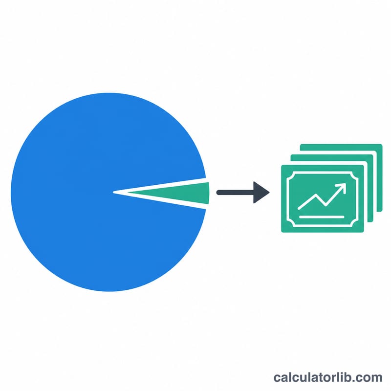 Account circle with a small risk slice converting into a number of shares