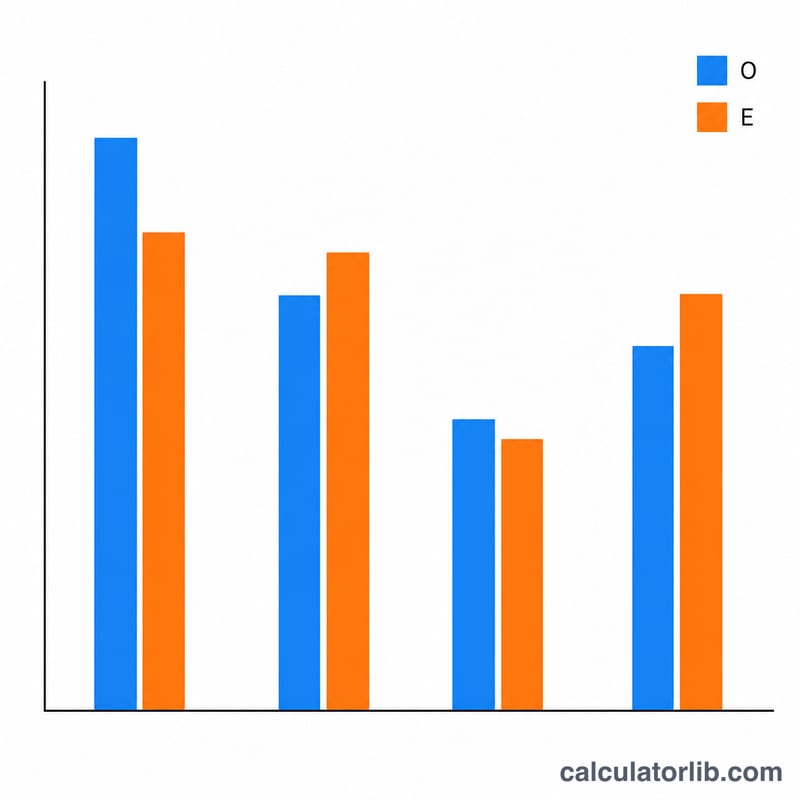 Bar chart comparing observed and expected frequencies across four categories