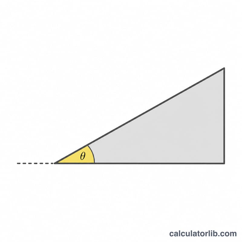 Inclined road or ramp with a grade percent sign and corresponding angle