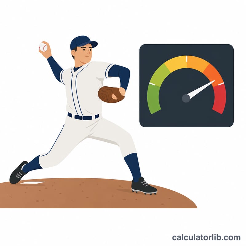 Baseball pitcher with a performance dial representing earned run average quality