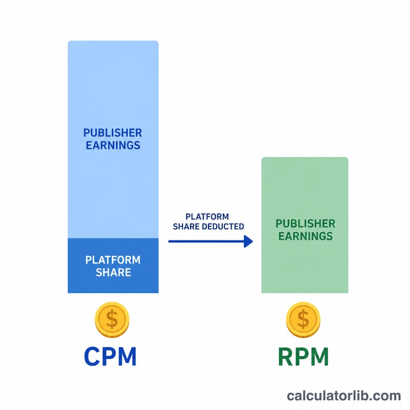 Bar comparison of CPM versus RPM showing RPM is lower