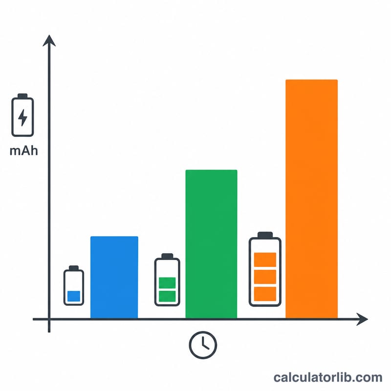 Bar chart showing larger battery capacity needed for longer runtime
