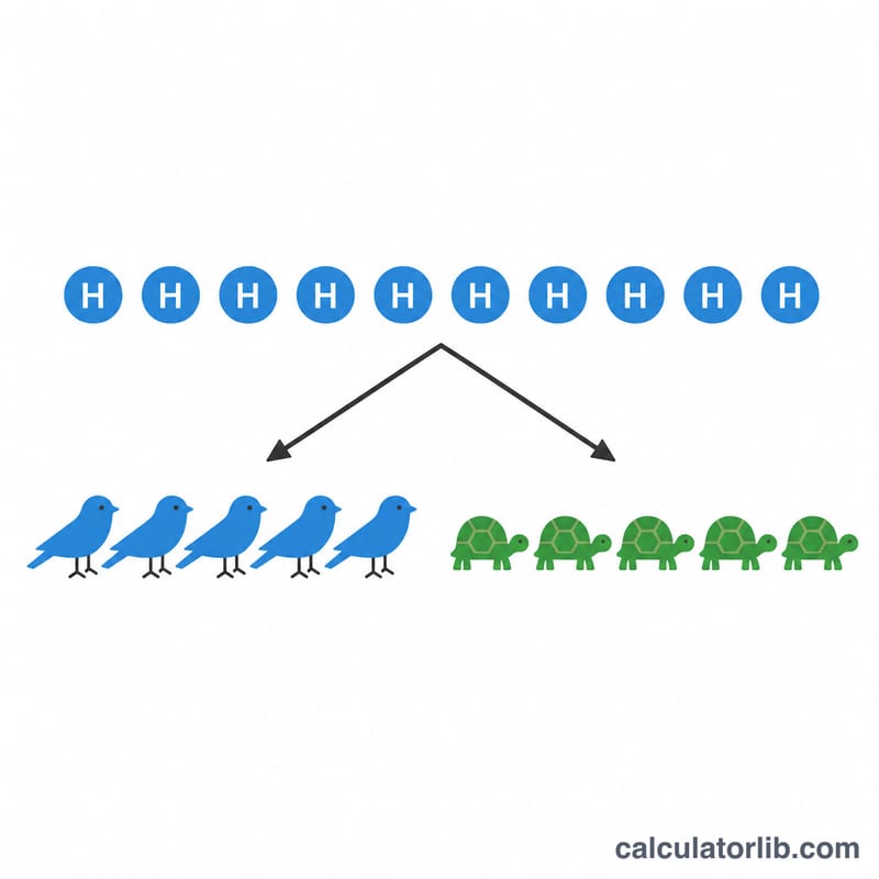 頭の合計を2種類の動物と足の数に分けた図