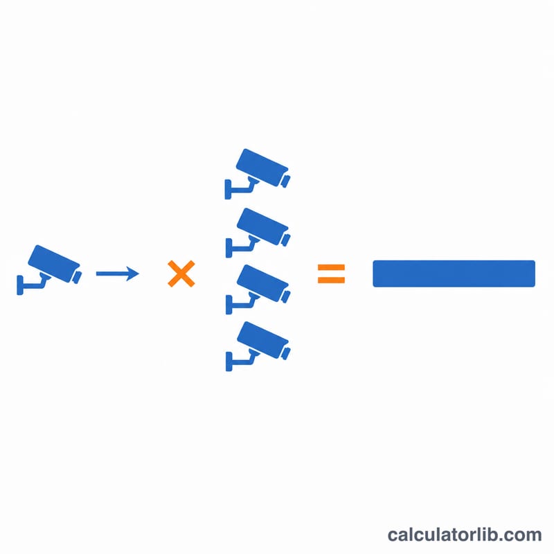 Bitrate per camera multiplied by number of cameras equals total bandwidth