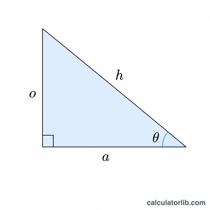 Right triangle illustrating sine, cosine and tangent of an angle
