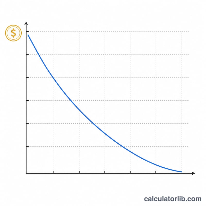 Descending line chart of real salary value declining over several years at a steady inflation rate