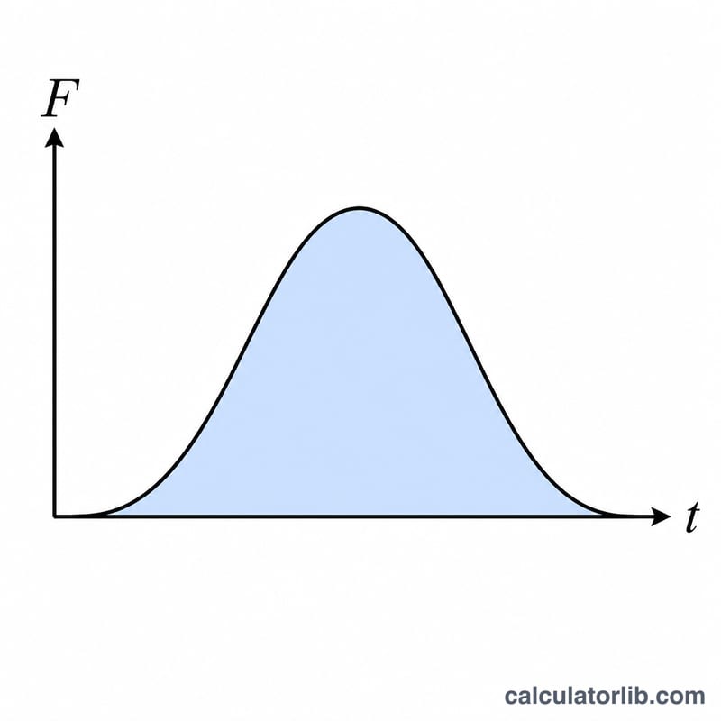 Force versus time graph where the shaded area under the curve equals impulse