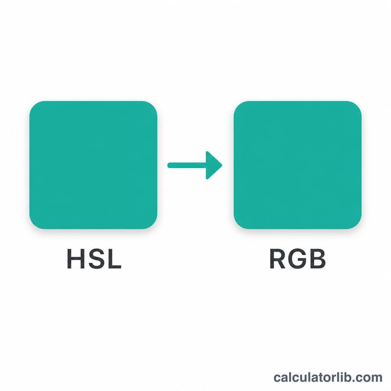 Girilen HSL değeri ile dönüştürülmüş RGB çıktısının yan yana renk örnekleri