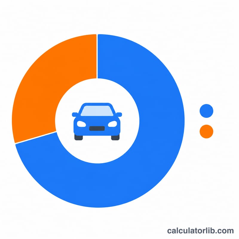 Flat donut chart splitting total cost into principal and interest