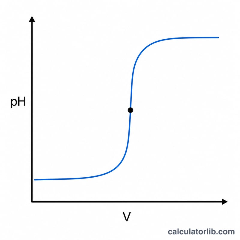 Flat titration curve graph of pH versus titrant volume with an equivalence point