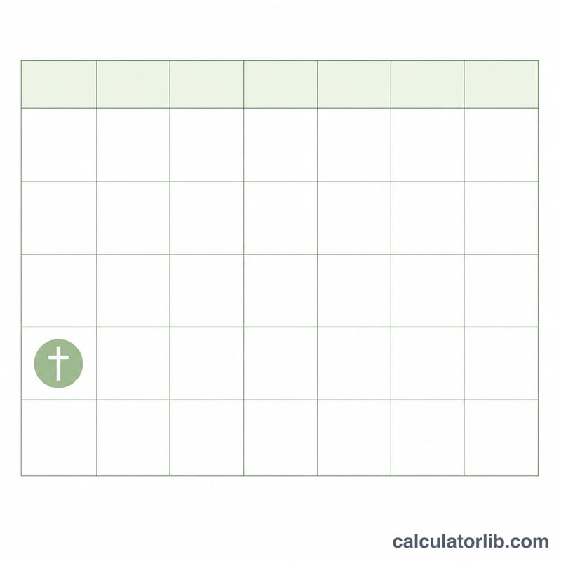 Calendar grid highlighting Easter Sunday in April 2025