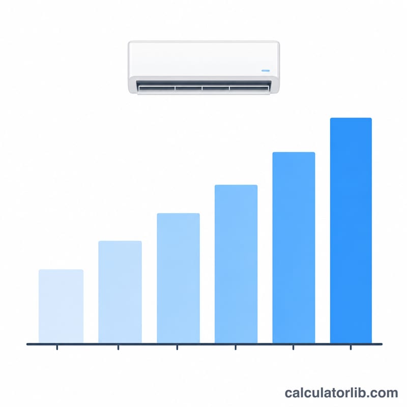 Bar chart showing increasing AC unit capacity sizes