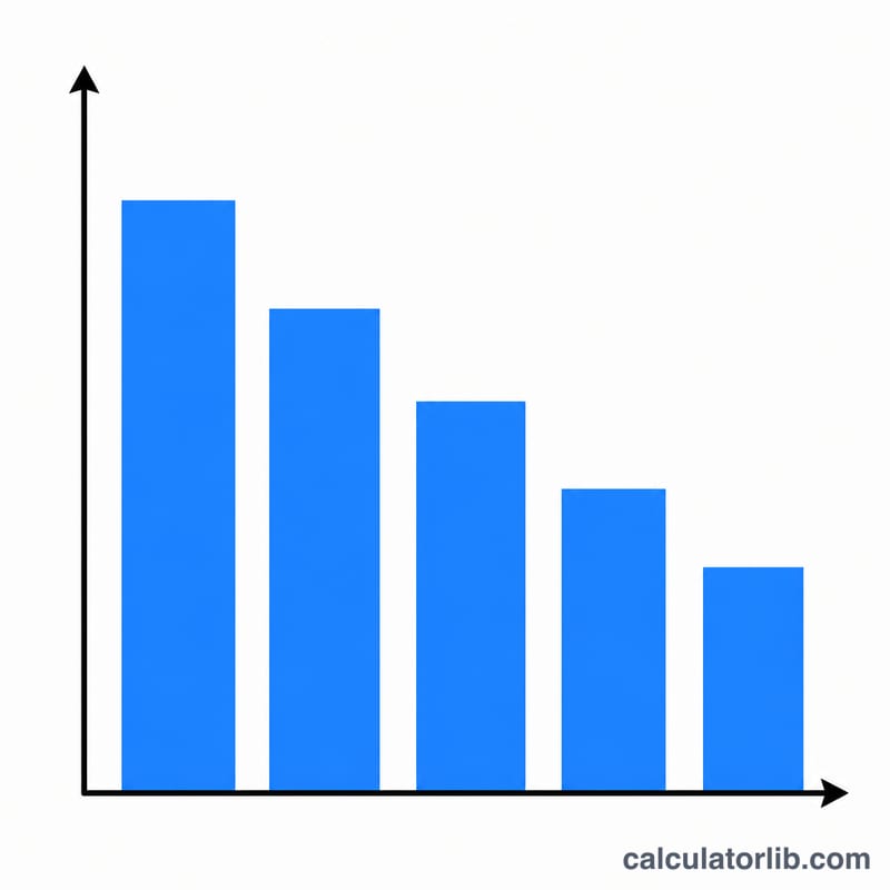 Bar chart of decreasing annual depreciation amounts over an asset's useful life