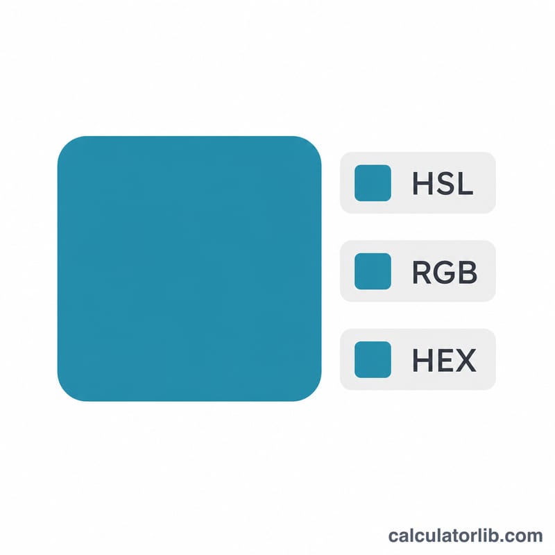 Single example color swatch with its HSL, RGB and hex representations side by side