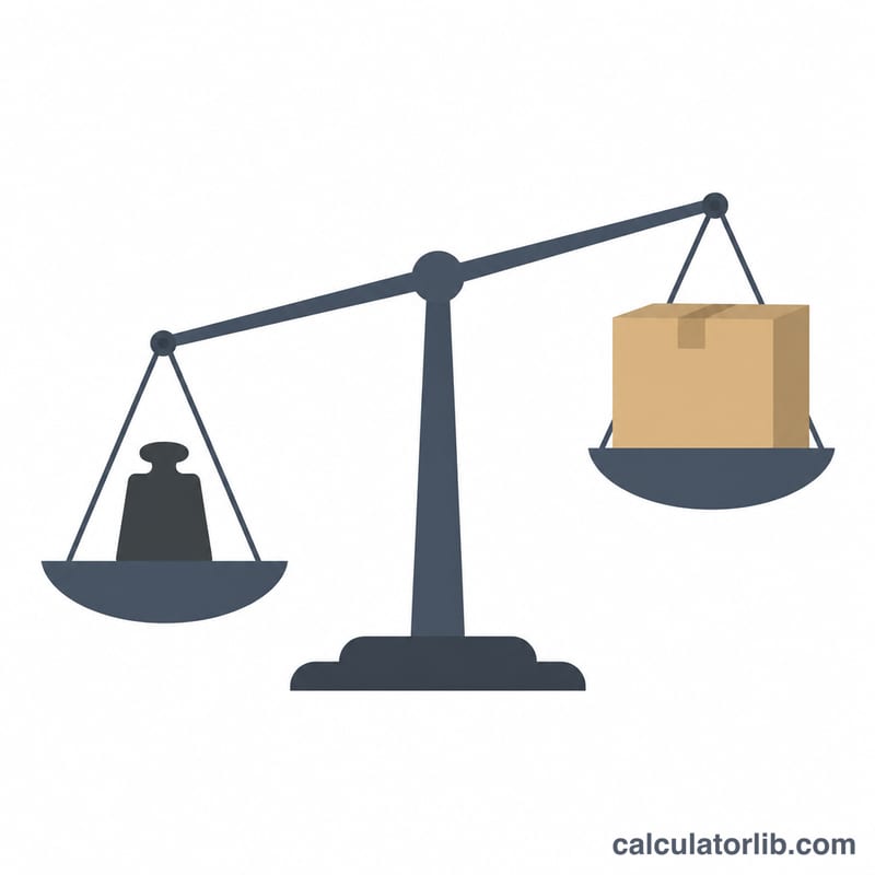 Balance scale comparing actual weight versus dimensional weight