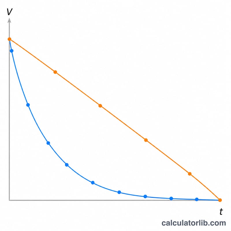 Comparison of straight-line versus declining-balance depreciation