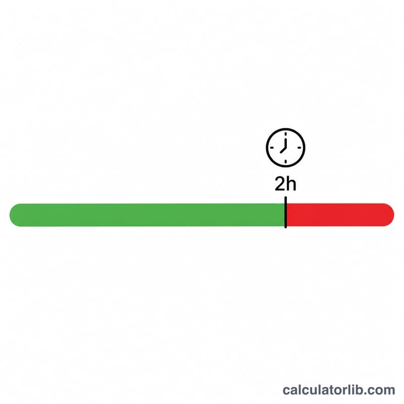 Gauge showing a safe green zone and a flagged red zone meeting at the two-hour mark
